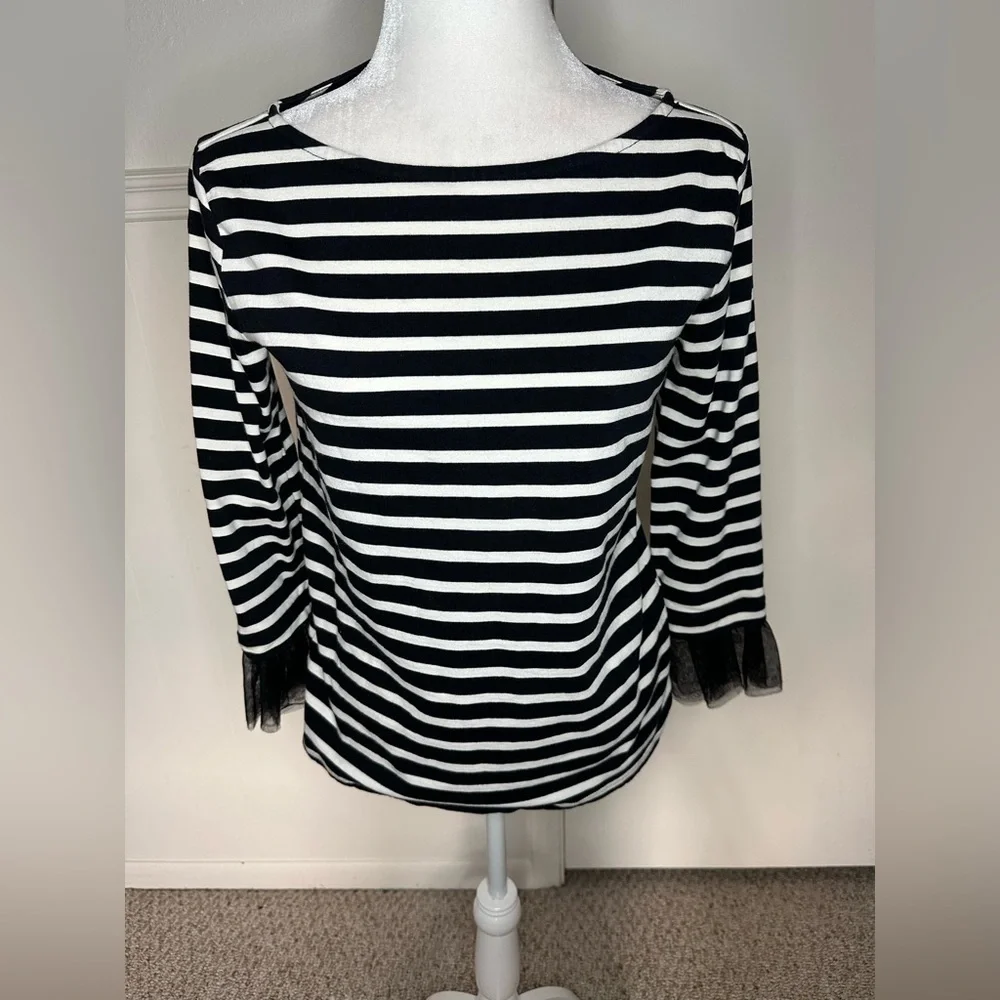 J. Crew Black and White Boxy Striped Blouse size XS